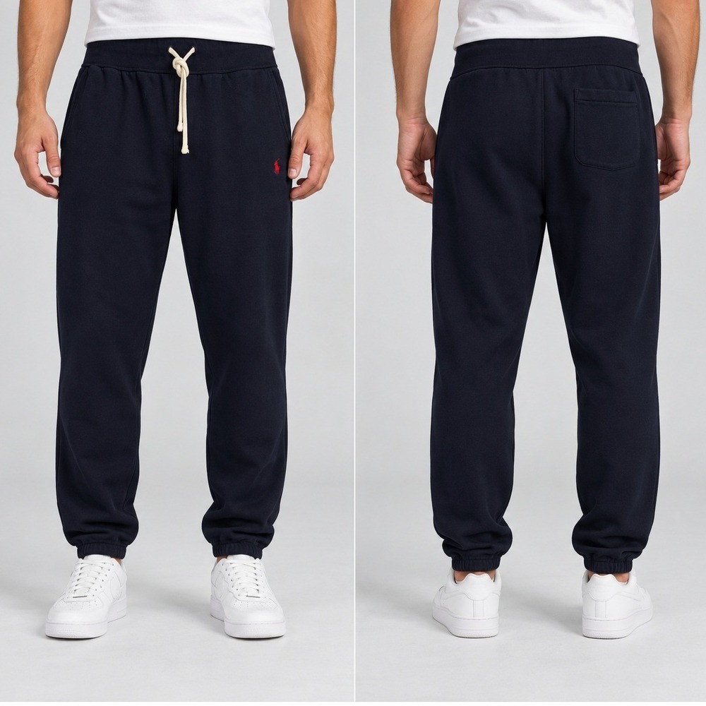 Polo Ralph Lauren Joggers Men's Medium Black Red Pony Fleece Sweatpants Classic